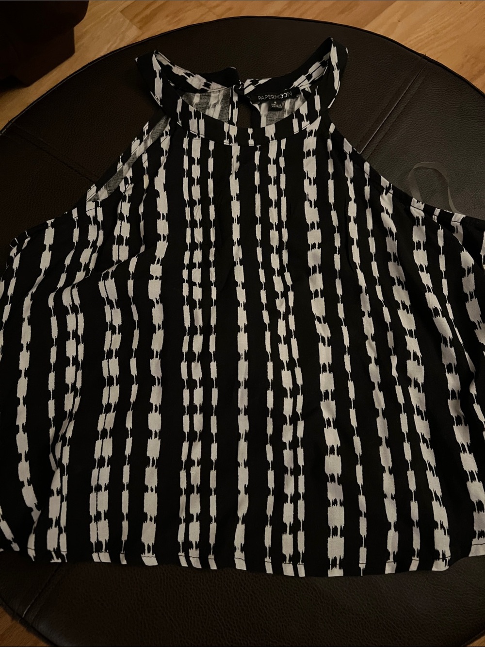 Papermoon Black & White Striped High-Neck Camisole